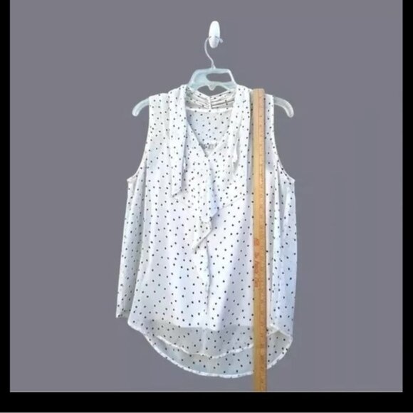Ann Taylor Women's Size Small White & Black Polka Dot Sheer Blouse Sz Small - Picture 4 of 7